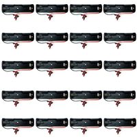 TrendBox Pack of 20pcs 1x18650 3.7V Black Plastic Battery Storage Case Holder Clip Type with 6" Two Wire Spring Lead Flat Tip Single Li-ion Battery DIY