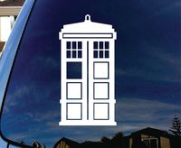 Doctor Who Tardis (phone booth) - Viny 4" tall (color: WHITE) decal laptop tablet skateboard car windows stickers - by So Cool Stuff