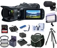Canon VIXIA HF G50 4K UHD Camcorder, Bundle Kit, LED Light + Mic + Tripod + Extra Battery + Dual Charger + Camera Bag + Filter Kit + 64GB SD Card +Dual Shoe Bracket + SD Card Case + Cleaning Kit