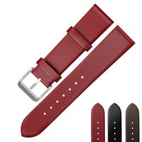 Emibele 20mm Universal Watch Band, Premium Genuine Leather with Stainless Steel Buckle Adjustable Replacement Band for 20mm Sport Strap, Red