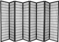 Legacy Decor Japanese Oriental Style Room Screen Divider Black, Cherry, Natural, Espresso or White Color (8-Panel, Black)
