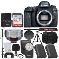 Canon EOS 6D Mark II DSLR Full Frame Camera (Body) + Canon Battery Pack LP-E6N + SanDisk 32GB Memory Card + Photo4less DC59 Case + Quality Tripod + TTL Flash + Canon Wireless Remote + 72" Monopod + US