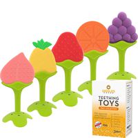 Giggles Haven Teething Toys (5-Pack) - Fruit Shaped Silicone Baby Teethers - BPA-Free Sensory Pacifiers for Natural Brain Development of Infants and Toddlers - Perfect for Newborn Girls and Boys