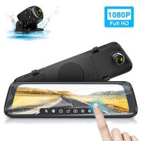Mirror Dash cam by WiMiUS 10'' Full Touch Screen Backup Camera 1080P Dual Dash cam Front and Rear with Improved Night Vision, G-Sensor, Parking Monitor, Loop Recording for Car and Trucks