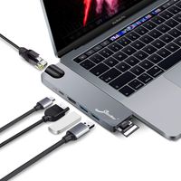USB C Hub Adapter,7 in 1 Dual Type-C Docking Station Thunderbolt 3 Hub for 2016/2017/2018 MacBook Pro with 100W Power Delivery,Gigabit Ethernet Port,USB-C,4K HDMI,2xUSB3.0,SD and MicroSD Card Reader