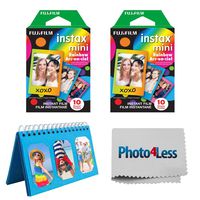 Fujifilm Instax Mini Rainbow Film X2 (20 Sheets) + Album for Fuji Instax Photos - Instant Film Bundle