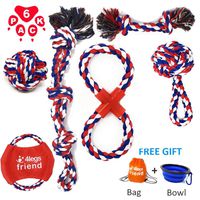 Dog Cotton Rope Toys Set for Medium and Large Dogs Who Love to Play Rough and are Aggressive Chewers. Almost Indestructible, Washable Dental Floss, Tough Tug of War/Chewing Toys - (6 pack + Bonus)