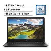 Dell Inspiron 15 3000 Laptop: 15.6 Inch FHD (1980x1080) Display, Intel i3-7020u, 8GB RAM, 128GB PCIe SSD + 1TB HDD, WiFi, Bluetooth, HDMI, Webcam, Windows 10 Home