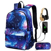 New Star Sky Printed Shoulders Bag with USB,With Headphone plug Backpacks