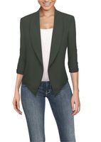 Womens Casual Work Office Open Front Blazer JK1133 Olive XLarge