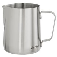VonShef Milk Frothing Pitcher Jug, Stainless Steel, Suitable for Coffee, Latte and Frothing Milk, Available in 12 Ounce, 20 Ounce and 32 Ounce Sizes, Silver