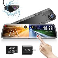 Mirror Dash Cam Backup Camera, 1296P HD Dual Lens Smart Rear View Mirror for Cars & Trucks, 12" IPS Full Touch Screen, Sony IMX335 HDR Stream Media with Night Vision & G-Sensor, 32GB TF Card Included