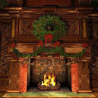 GladsBuy Symmetrical Fireplace 10' x 10' Computer Printed Photography Backdrop Christmas Theme Background XLX-177