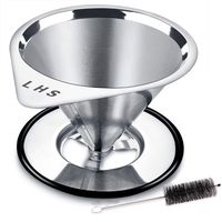 Pour Over Coffee Dripper, Coffee Filter Cone Reusable Paperless Stainless Steel Coffee Filter Single Layer Coffee Maker 1-4 Cup