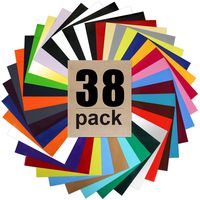ARHIKY Heat Transfer Vinyl for T-Shirts 12x10" 37 Sheets-Iron On Vinyl HTV Bundle，1Teflon Sheet，30 Assorted Colors Vinyl