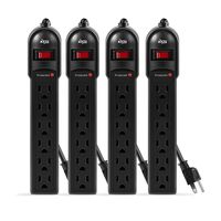 KMC 6-Outlet Surge Protector Power Strip 4-Pack, Overload Protection, 2-Foot Cord, 600 Joule (Renewed)
