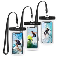 ProCase Universal Waterproof Pouch Cellphone Dry Bag Underwater Case for iPhone 11 Pro Max/Xs Max/XR/X 8 7 6S Plus, Galaxy Note10+ S10 Plus S9 S8+, Pixel 4 3 2 XL up to 6.8" - 3 Pack, Clear