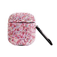 2019 Newest Luxurious Rhinestone AirPods Case with Keychain, Shockproof Protective Premium Crystal Cover Skin for AirPods Charging Case 2 & 1 (Pink+AB C6)