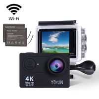 YELIN Action Camera 4K WiFi Waterproof Sport Camera HD 12MP Camcorder 170 Degree Lens with 2-inch LCD Screen 2 Rechargeable Li-ion Batteries Mounting Accessory Kits (Black)