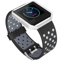 iHillon Compatible with Fitbit Blaze Band with Silver Frame, 1-Pack Soft Two-Toned Breathable Bands Compatible with Fitbit Blaze with Metal Buckle Sport Wristbands, Women Men