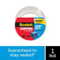 Scotch Heavy Duty Shipping Packaging Tape, 1 Refill Roll, 1.88" x 65.6 Yards, Clear, Great for Packing, Shipping & Moving (3850-60)