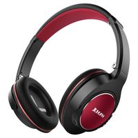 JIUHUFH Wireless Headphones Over Ear, Closed Back HiFi Headphones W/20-Hrs Playtime, Lightweight Foldable Stereo Bluetooth Headset W/Mic Compatible with iPhone/Android Phone/Tablet/iPad - Black Red