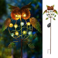 TAKE ME Garden Solar Lights Outdoor,Solar Powered Stake Lights - Metal OWL LED Decorative Garden Lights for Walkway,Pathway,Yard,Lawn (Multicolor) (Green Owl)