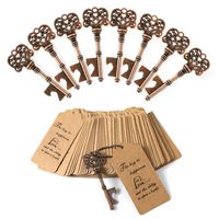DerBlue 60 PCS Key Bottle Openers,Vintage Skeleton Key Bottle Opener, Wedding Favors Key Bottle Opener Rustic Decoration with Escort Tag Card(Copper)