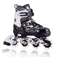 Kuxuan Boys Camo Black & Silver Adjustable Inline Skates with Light up Wheels, Fun Illuminating Roller Blading for Kids Girls Youth (Black Came, Large(3-6 US))