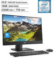 2019 Dell Inspiron 5000 Series All-in-One 23.8" FHD Anti-Glare Touchscreen Desktop, Intel Core i7-8700T, 16GB RAM, 256GB PCIe SSD(Boot) + 1TB HDD, 802.11ac, Bluetooth, Wireless Keyboard&Mouse, Win10