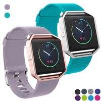 SKYLET Compatible with Fitbit Blaze Bands, 2 Pack Soft Replacement Sport Wristband with Stainless Steel Frame for Fitbit Blaze Bracelet (No Tracker)