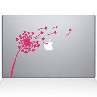 The Decal Guru 2045-MAC-12M-BG Dandelion Hearts Decal Vinyl Sticker, 12" Macbook, Pink