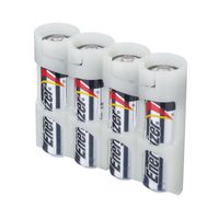 Storacell by Powerpax SlimLine AA Battery Caddy, Glow-in-the-Dark Moonshine, Holds 4 Batteries