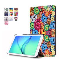 Samsung Tab E Tablet Cover,Samsung Galaxy E Case,Samsung-SM-T377a Case,Tab E T377A Case,Samsung T375 Back Case,[Magnetic Closure] Folding Case Cover for Samsung Tab E8 Tablet Case-Colorful Rings