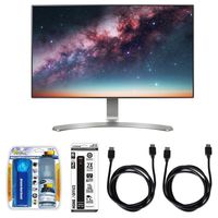 LG 24" Screen LED-Lit Monitor (24MP88HV-S) with Xtreme Performance TV/LCD Screen Cleaning Kit, Xtreme 6 Outlet Power Strip & 2X General Brand HDMI to HDMI Cable 6'