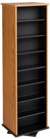 Prepac Two-Sided Spinning Tower Storage Cabinet, Oak and Black