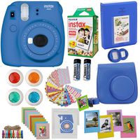 Fujifilm Instax Mini 9 Instant Camera Cobalt Blue + Fuji Instax Film Twin Pack (20PK) + Blue Camera Case + Frames + Photo Album + 4 Color Filters and More Top Accessories Bundle