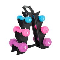WF Athletic Supply Dumbbell Set with Storage Rack (20 LB Neoprene Dumbbell Set)