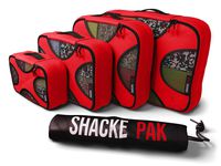 Shacke Pak - 5 Set Packing Cubes - Travel Organizers with Laundry Bag (Warm Red)