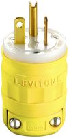 Leviton 1433 20 Amp, 125 Volt, Industrial Grade, Straight Blade Plug, Grounding, Dustguard, Yellow