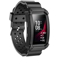 JIELIELE for Gear Fit 2 Band, Sports Replacement Silicone Wristband Strap with Protective Frame Case for Samsung Gear Fit2/Fit 2 Pro (Black2)