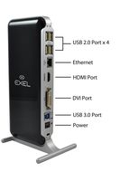 Exel EXEL-Docking-Station USB 3.0/2.0 Universal Laptop Docking Station with Gigabit Ethernet, HDMI, DVI, VGA Outputs Audio for Windows 10, 8.1, 8, 7, Mac OS and Android 6.0 (OTG) and Higher
