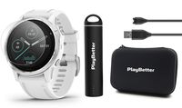 Garmin Fenix 6S (White with White Band) Power Bundle with HD Screen Protectors, PlayBetter Portable Charger & Protective Hard Case | PulseOx, Training Load Focus, VO2 Max & ClimbPro