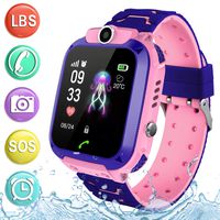 PTHTECHUS Kids Waterproof Smartwatch Phone - Children Touchscreen Watch Position LBS Locator with Call Voice Chat Games Alarm Clock SOS Wristband for Boys Girls Grade Student Gifts (Pink)