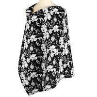 Nursing Cover for Breastfeeding Infants with Sewn in Pocket Adjustable Mother Privacy Nursing Baby in Public Apron Cover Free Matching Pouch Breathable Cotton (Black Flowers)