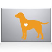 The Decal Guru Labrador Retriever Love Silhouette Decal Vinyl Sticker, 13" MacBook Air, Yellow (2337-MAC-13A-SY)
