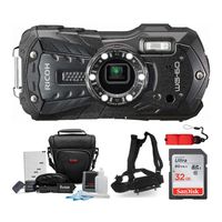 Ricoh WG-60 Digital Camera (Black) with Sport Mount Chest Harness and 32GB SD Card Advance Holiday Bundle (5 Items)
