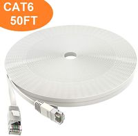 MAELINE Premium Cat 6 Ethernet Cable 50 Ft White - Flat Internet Network LAN Patch Cords - Solid Cat6 High Speed Computer Wire Snagless Rj45 Connectors for Router, Modem 15 Meters (White)