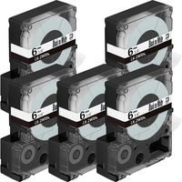 SIKOT LK-2WBN 5-Pack Cartridge with Label Tape, Black on White,Compatible for Epson LabelWorks LC LW-400, LW-300, LW-600P, LW-700 Portable Label Printer,26' Length 1/4" Width