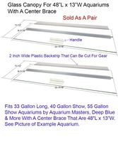 Blue Spotted Glass Canopy Two Piece Set for Aquariums with Center Braces, (Tank with Center Brace, 48" L x 13" W)